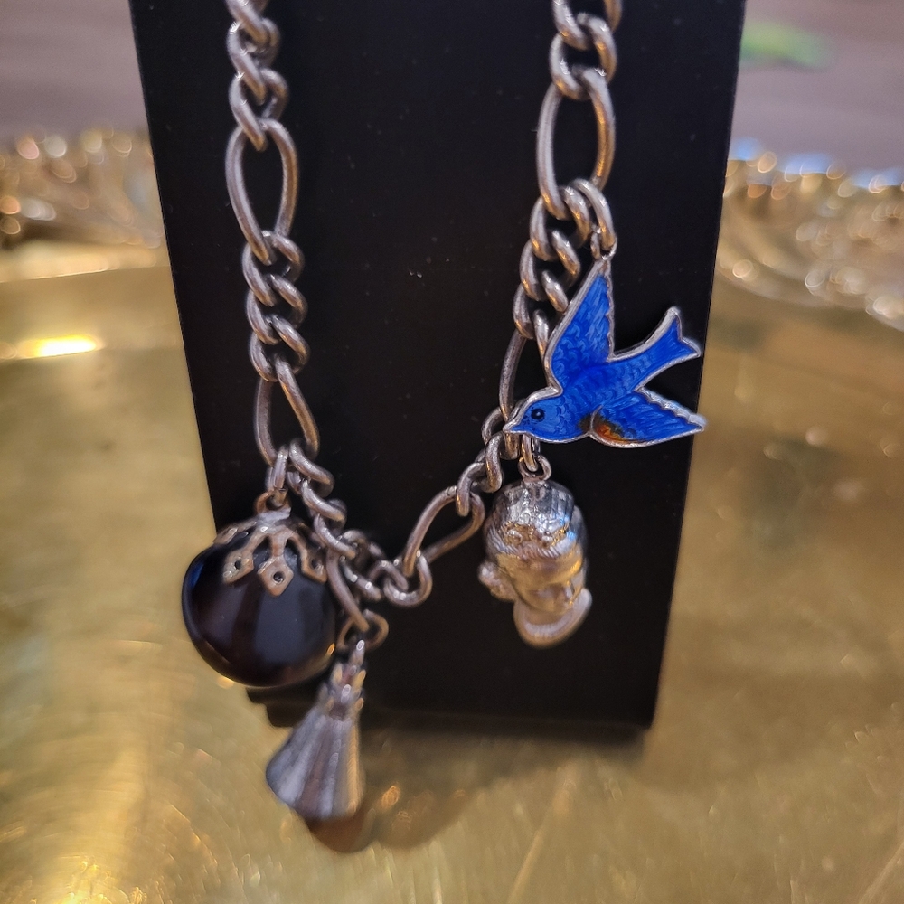 VINTAGE Wells Charm Bracelet Sterling SEE PHOTOS FOR STAMPS Art Deco